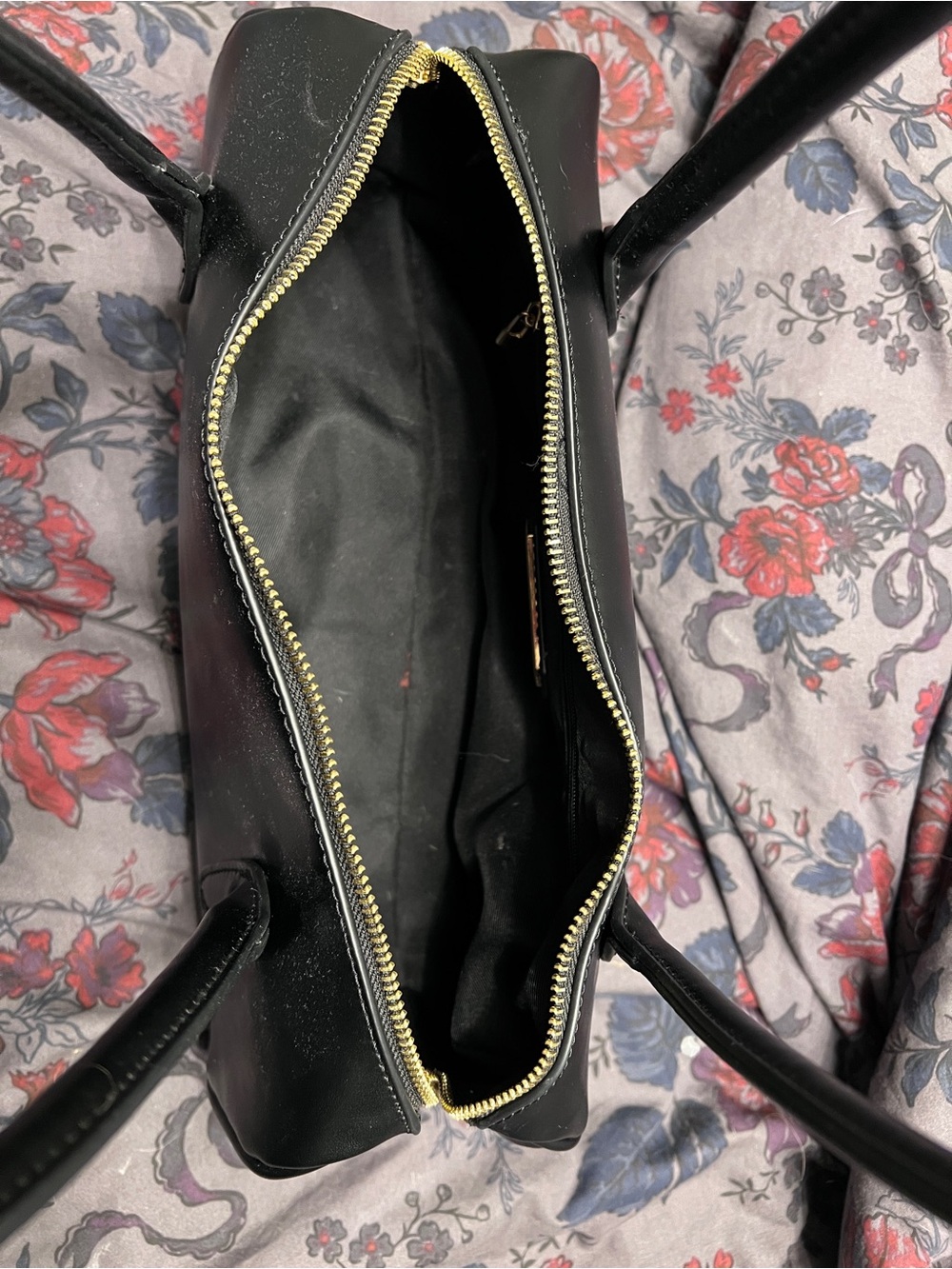 Madison West Black Tote with Gold Zipper
